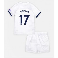 Camisa de Futebol Tottenham Hotspur Cristian Romero #17 Equipamento Principal Infantil 2023-24 Manga Curta (+ Calças curtas)